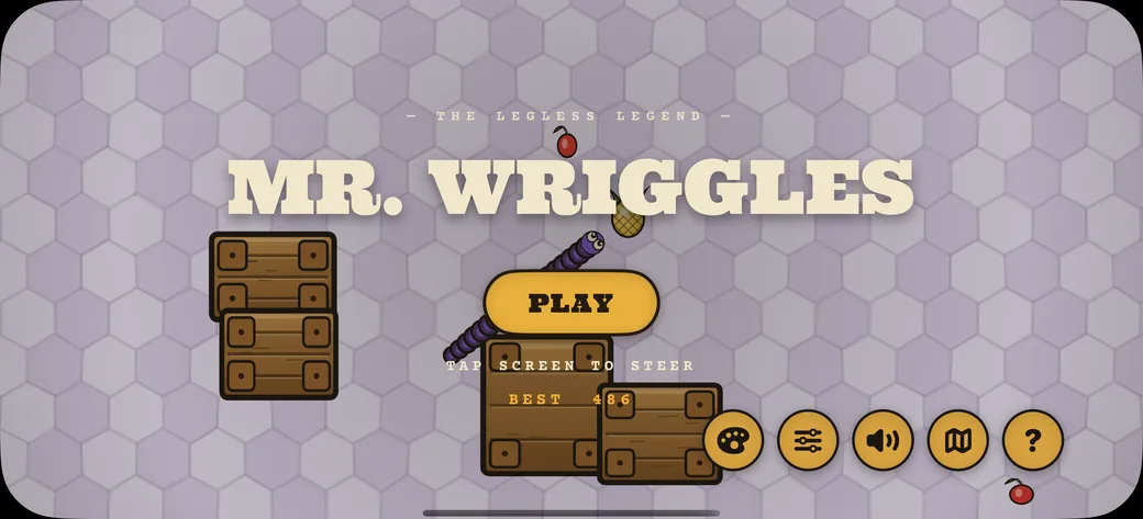 The Mr. Wriggles title screen.